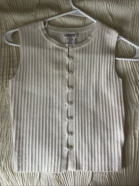 Song of Style Ribbed Button-Front Sleeveless Vest - Cream